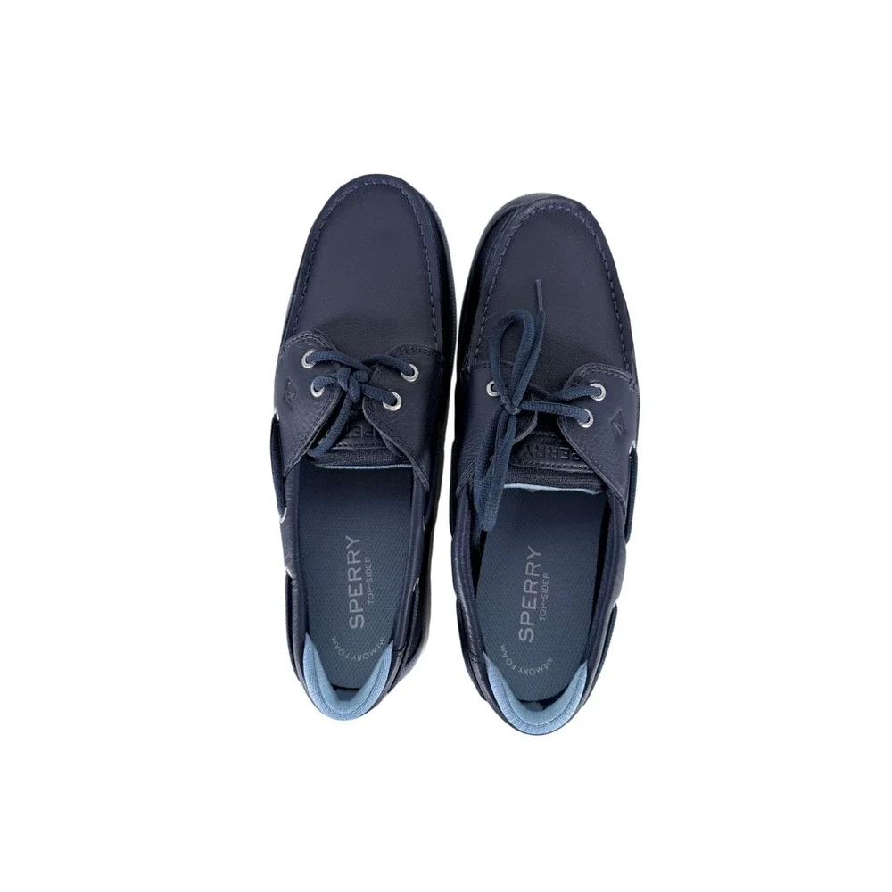 Sperry Surveyor 2 Eye Tumbled Memory Foam Navy Boat Shoes Men's‎ Size 11.5 W